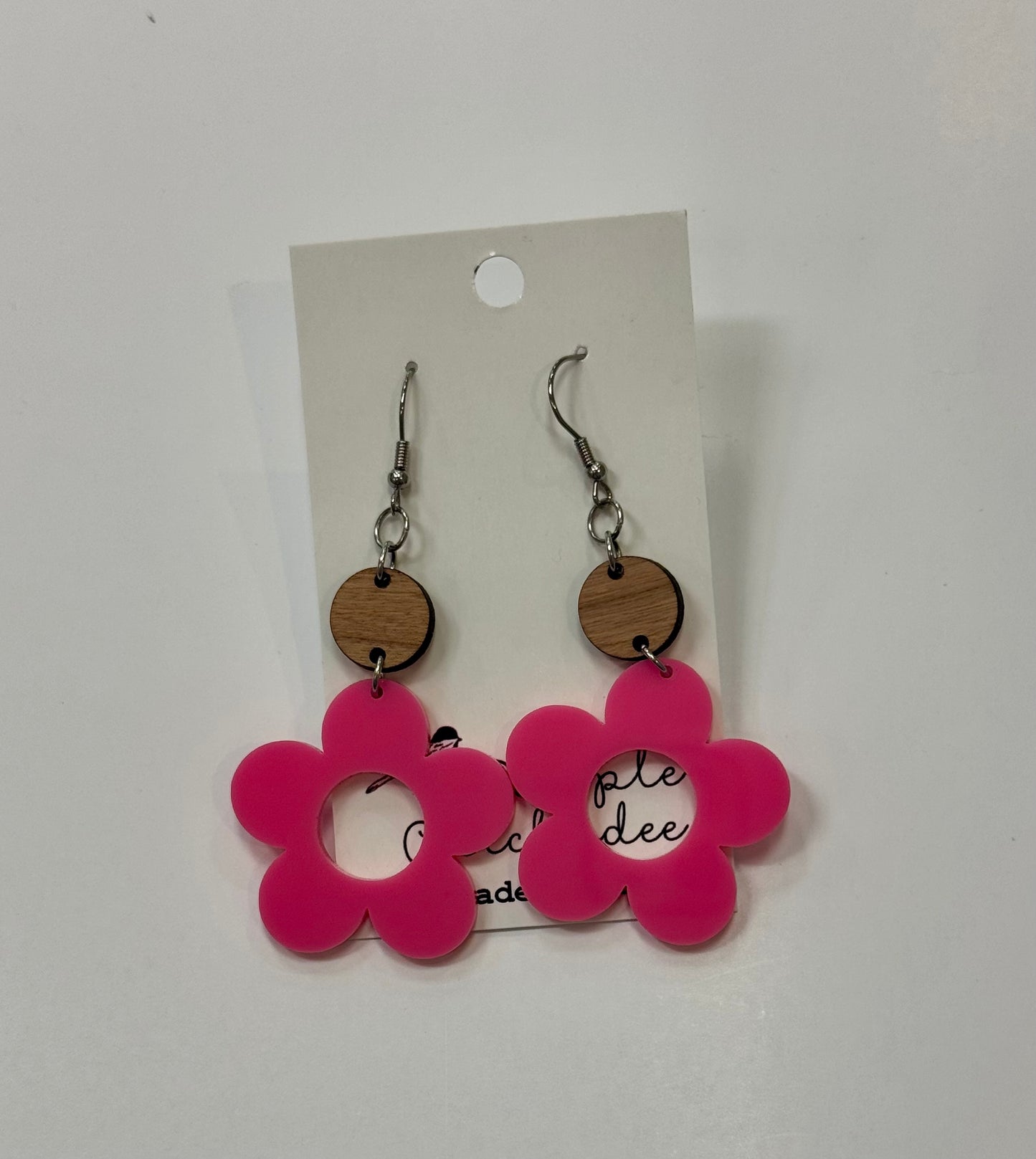 Hot Pink Daisy Earrings