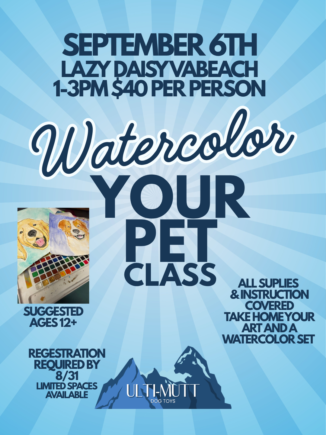 Watercolor Class - Paint your pet