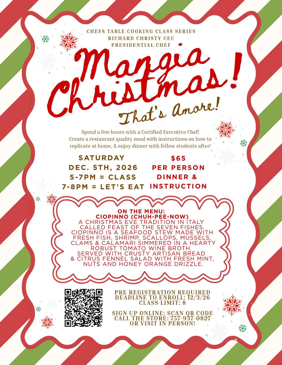 Mangia Christmas! That's Amore! Cooking Class with Chef Richard Christy