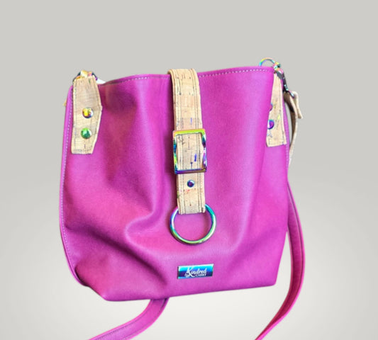 Crossbody- Magenta Cork