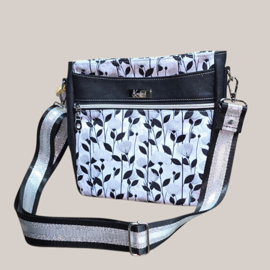 Crossbody Bag - Black & White Floral