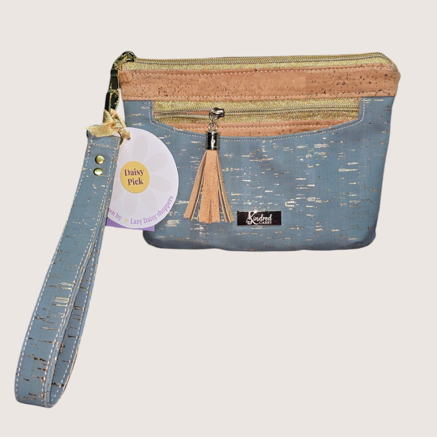 Wristlet Wallet - Blue Cork & Gold