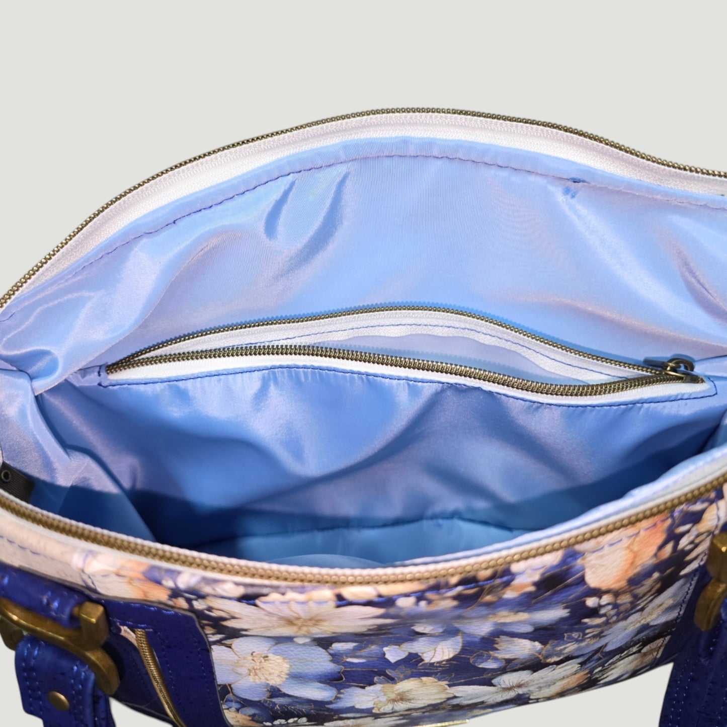 Shoulder Bag - Blue Floral Cork