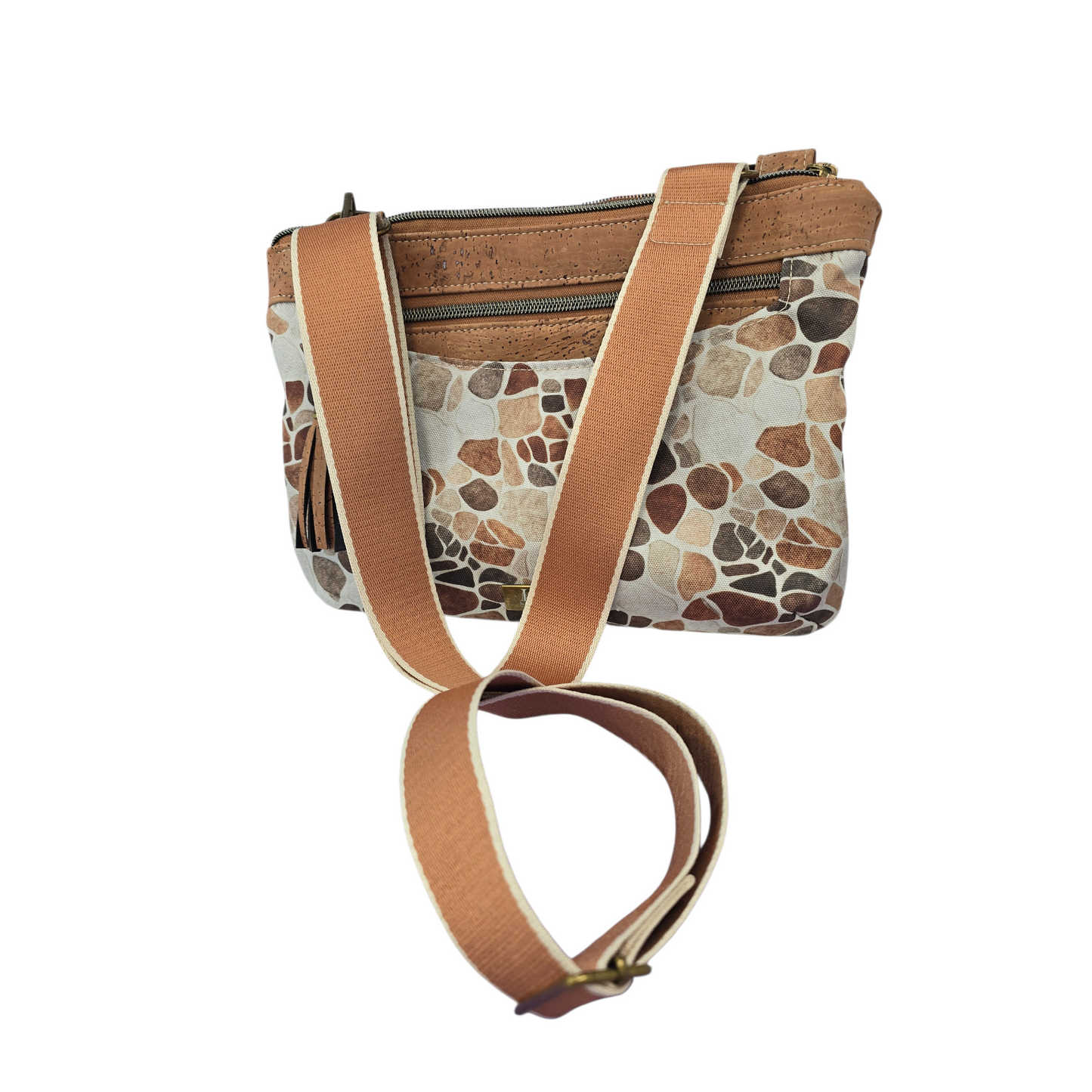 Natural Pebble Print with Cork Accents