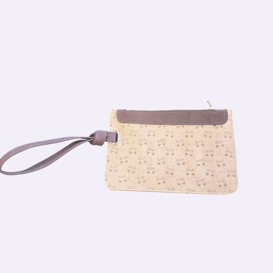Wristlet Clutch- Lavender Cat Cork