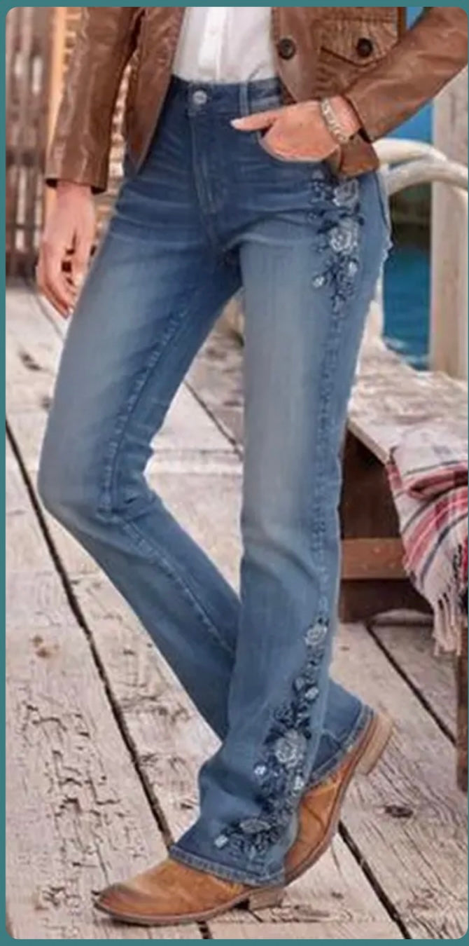 Embroidered Bootcut Jeans