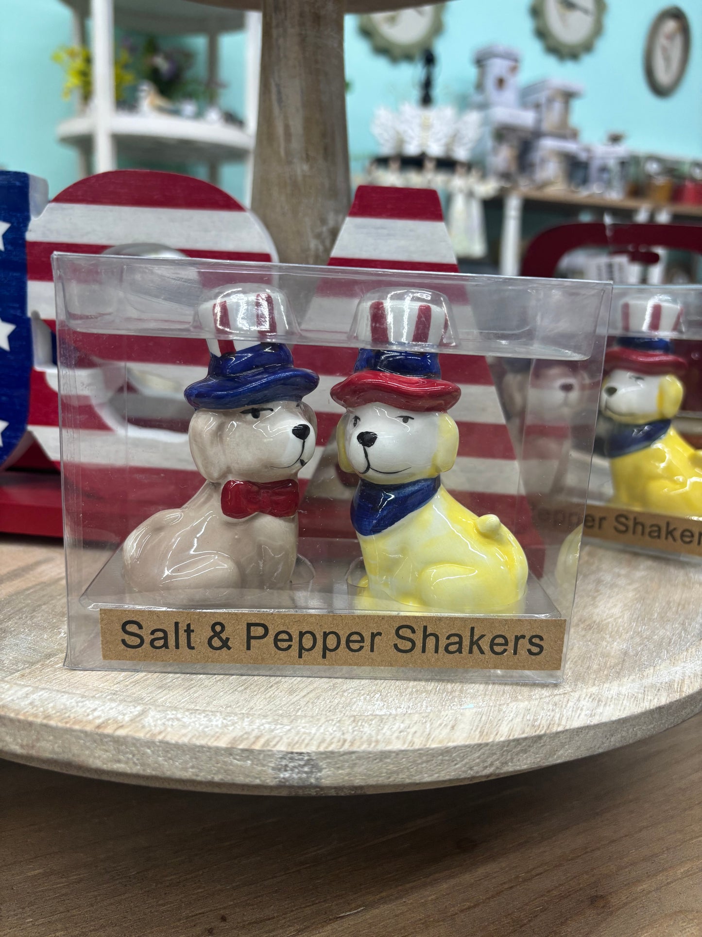 Patriotic Dog Salt & Pepper Shakers