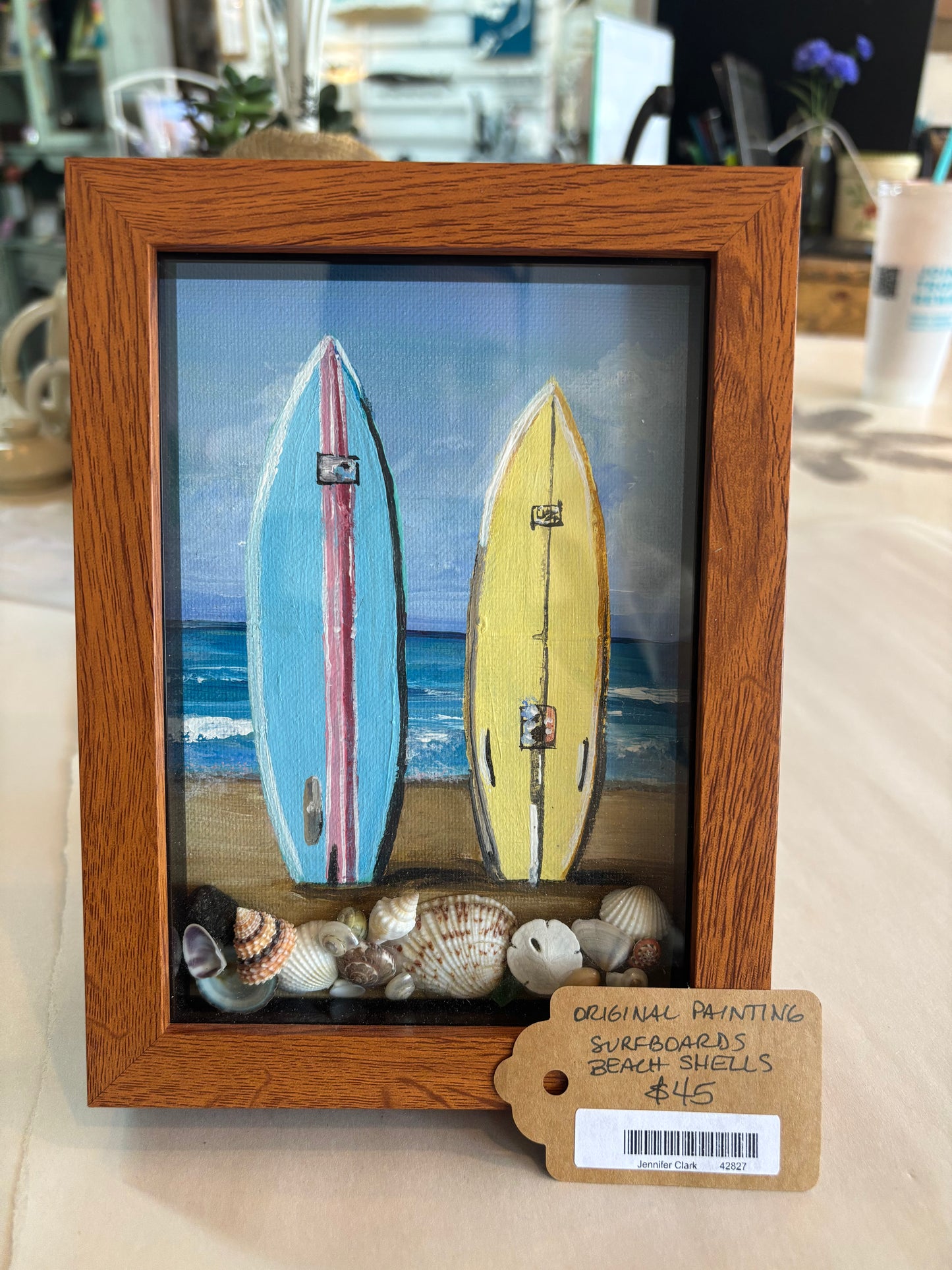 Original Painting Surfboards Beach Shells