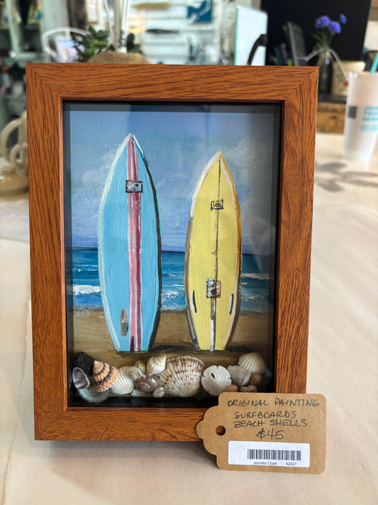 Original Painting Surfboards Beach Shells