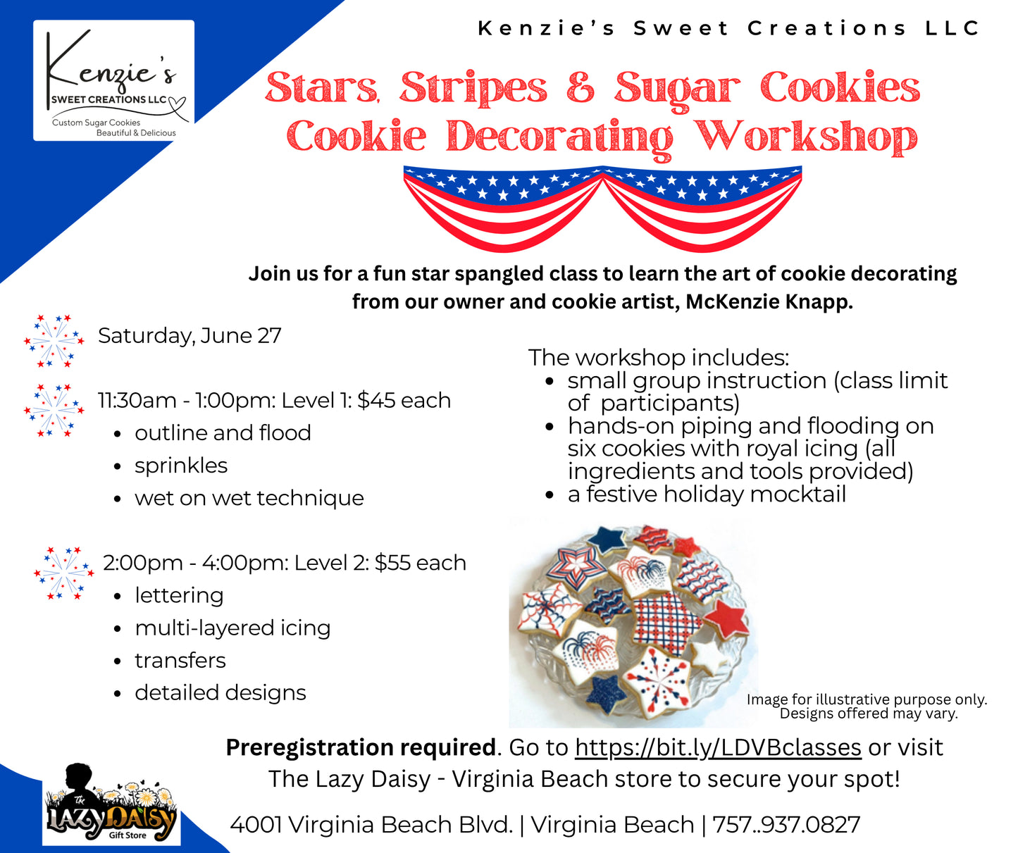 Star, Stripes & Sugar Cookies Cookie Decorating Workshop