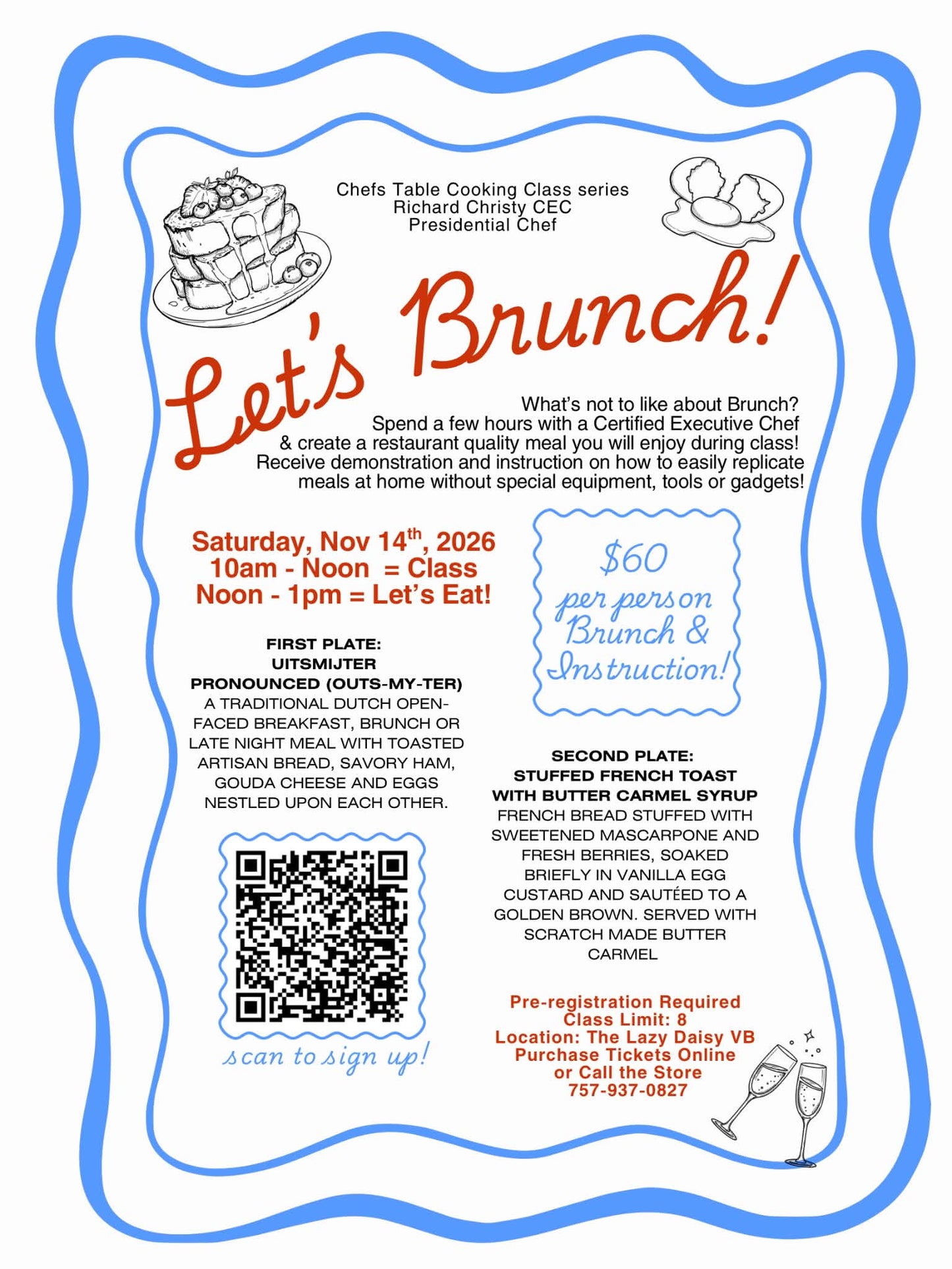 Brunch Chef’s Table Cooking Class